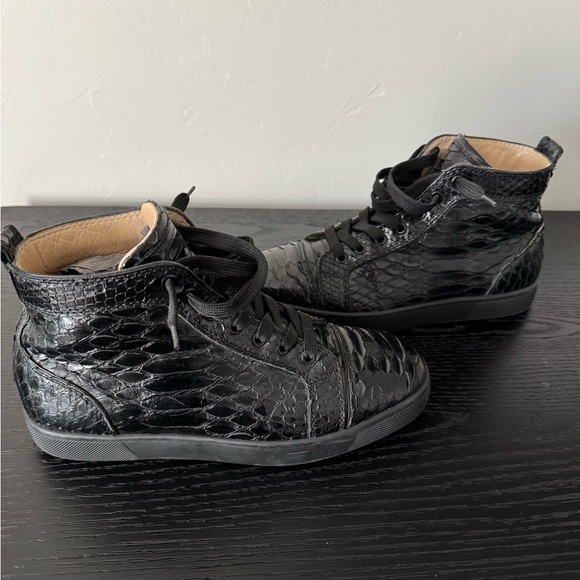 Christian Louboutin Black Python High-Top Sneakers - Picture 2 of 6